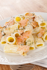 Wall Mural - Salmon pasta.