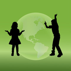 Wall Mural - Vector silhouette of a children.