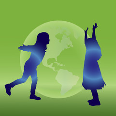 Wall Mural - Vector silhouette of a children.
