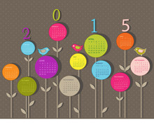 Calendar For 2015 Year With Flowers