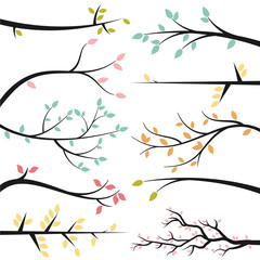 vector collection of tree branch silhouettes