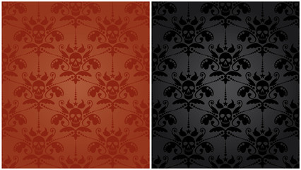 pattern baroque with skulls