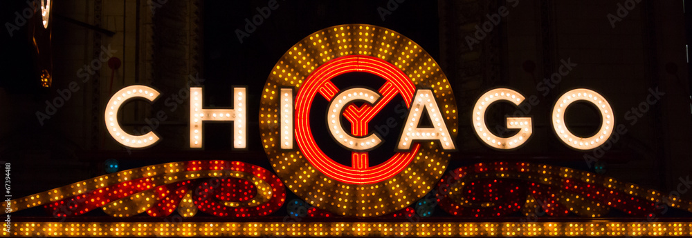 Chicago Sign Landscape - obrazy, fototapety, plakaty 