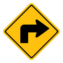 Warning Traffic Sign Turn Right