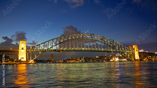 Board z aluminiowym obramowaniem Zachód słońca w Sydney Harbour Bridge