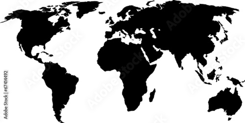 Naklejka dekoracyjna Czarna mapa świata