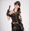 © ZoomTeam - Steampunk isolated woman. Fantasy fashion for cover.