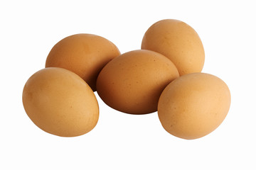 Five brown eggs