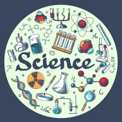 Wall Mural - Chemistry research emblem template sketch