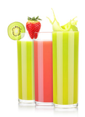 Wall Mural - tasty summer fruit drinks in glass with splash