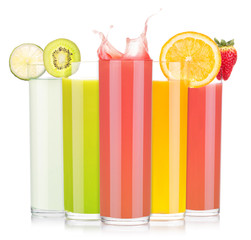 Wall Mural - tasty summer fruit drinks in glass with splash