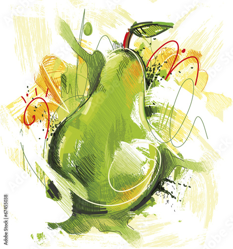 Fototapeta na wymiar Sketchy green Pear