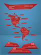 North and South America origami infographics vector