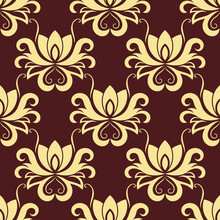 Beige And Purple Floral Seamless Pattern