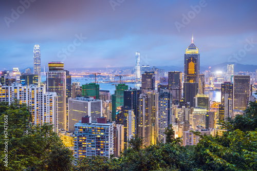 Naklejka samoprzylepna Hongkong Chiny panoramę miasta