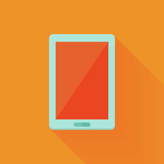 Flat tablet pc icon over orange