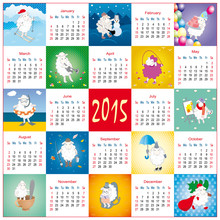 Funny Vector Cartoon Calendar With Sheep