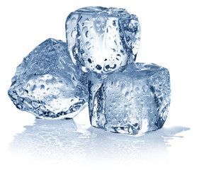 Fototapete - Three ice cubes on white background.