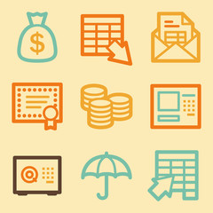 Canvas Print - Banking web icons set in retro style