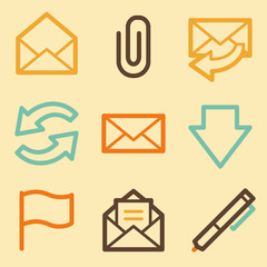 Wall Mural - E-mail web icons set in retro style