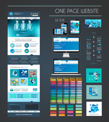 One page website flat UI UX design template