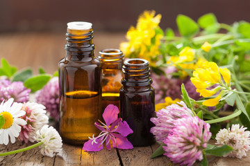 Poster - essential oils and medical flowers herbs