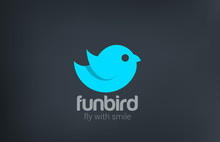 Blue Bird Flying Abstract Silhouette Vector Logo Design