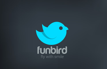 Poster - Blue Bird Flying Abstract silhouette vector logo design