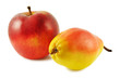 Yellow pear and red apple