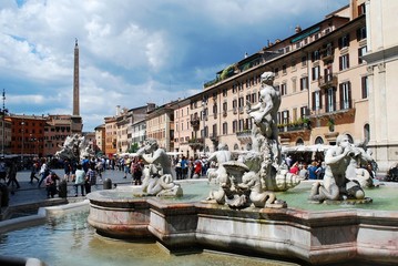 Wall Mural - Sculptures in Rome city Navona place on May 29, 2014