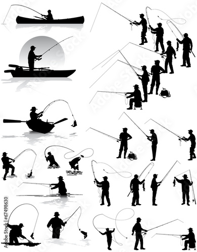 Fotografía Fisherman vector silhouettes
