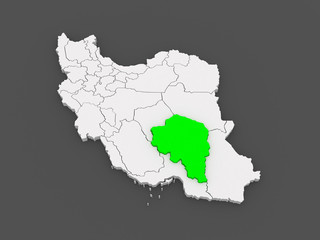  Map of Kerman. Iran.