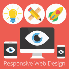 Wall Mural - vector set of flat icons illustrations for responsive web design