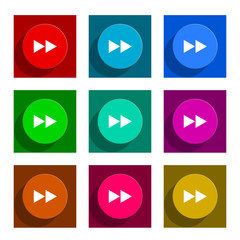 Poster - rewind flat vector icon set