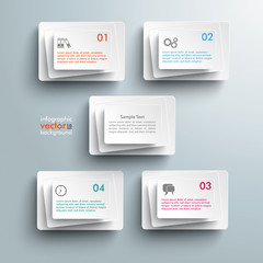Sticker - 5 Abstract White Rectangles Infographic