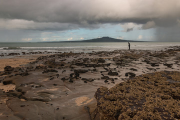 Takapuna beach at stormy weather