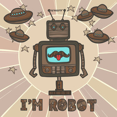 Sticker - Hipster robot design