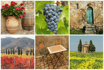 Wall Mural - Chianti collage, collection of images from Tuscany