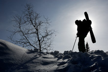 Silhouette Of Backcountry Skier