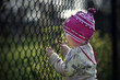 Little child behind a fence
