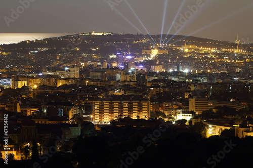 Fotoboard na płycie Panoramę Barcelony w nocy