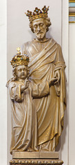 Bruges - carved statue of st. Joseph in Carmelites church