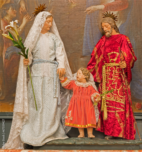 Obraz na płótnie canvas czteroczęściowy "tetraptyk" Bruksela - świętej rodziny w kościele kościoła st Jean i St Etienne