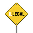 3d illustration of yellow roadsign of legal illegal