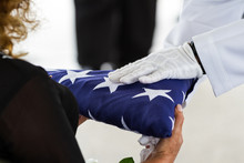 Military Funeral, Handing The Flag To The Widow