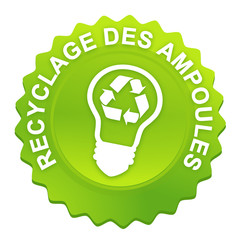 Sticker - recyclage des ampoules  sur bouton web denté vert