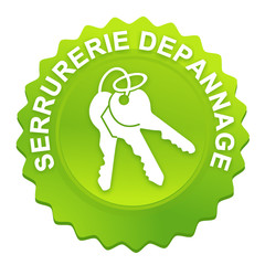 Sticker - serrurerie dépannage sur bouton web denté vert