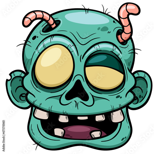 Plakat na papierze fotorealistycznym Ilustracja wektorowa twarzy zombie kreskówek