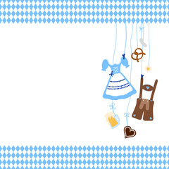 Sticker - Octoberfest Symbols & Pattern Border Blue