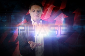Fototapete - Businessman presenting the word phase